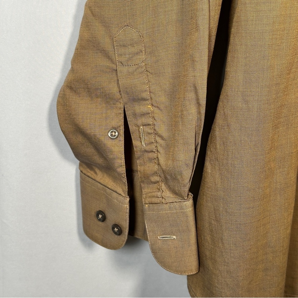 Principe Italian Cotton Dress Shirt Extra Fine Single Needle Camel Neutral XL - Picture 7 of 11